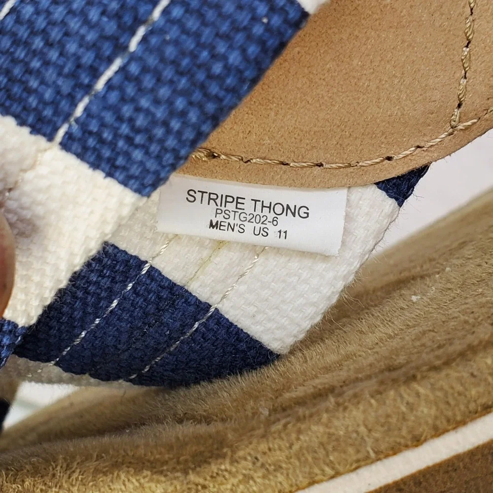 Original Penguin Mens Stripe Flip Flop‎ Sandals Blue White Size 11 Preppy Retro